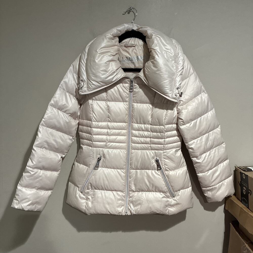 Karl Lagerfeld Paris Womens Champaign Down Puffer Zip Short Winter Jacket Sz Sm